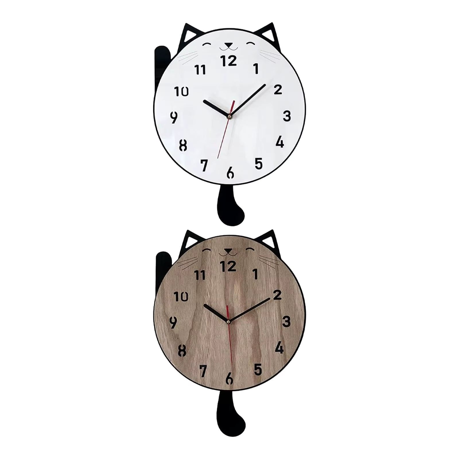 Cat Wall Hanging Clock Cute Animal Wall Ornament, Pendulum Decorative Clock for Office, Kids Room, Home Decor, Housewarming Gift