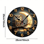 Horloge Murale "Moonlight Night" – Chouette & Lune Mystique en Bois Silencieux - Vignette | La Belle Horloge