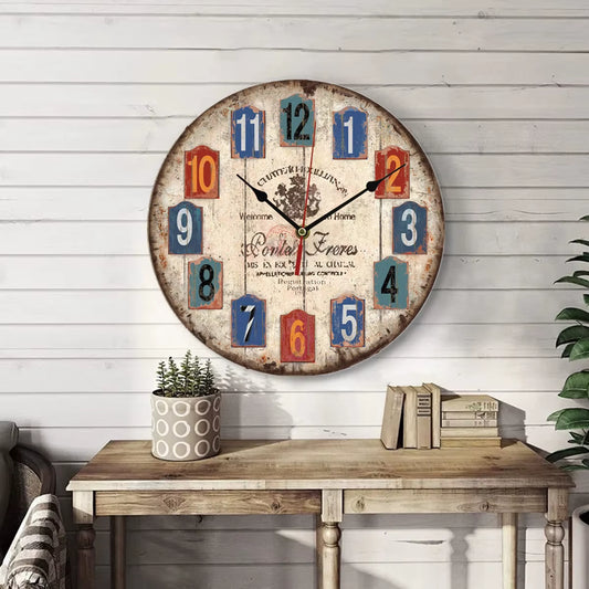 Creative Wooden Wall Clock 30Cm MDF Density Board Silent Quartz Clock