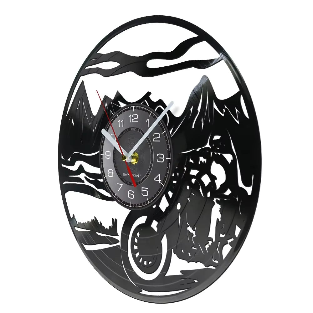 Classic Motorcycle Vinyl Record Wall Clock for Living Room Man Cave Home Decor American Chopper Mute Watch Motorbike Rider Gift