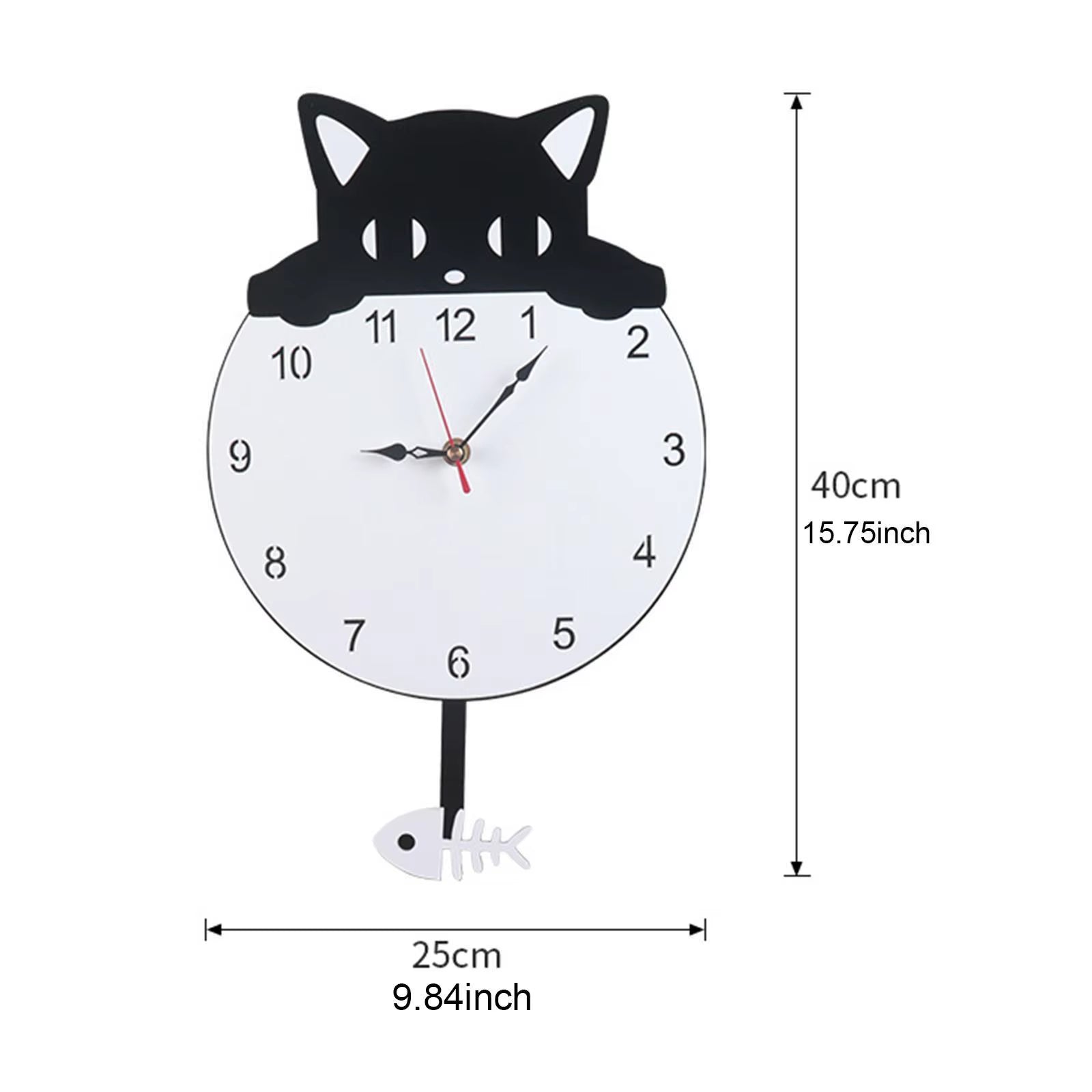 Acrylic Wall Clock Decoration Wall Clock Indoor Wall Clock Battery Operated Clock Adorable Kitten Design Home Office Decoration