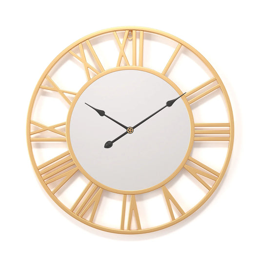 Living Room Wall Clock Modern Minimalist Decorative Metal Mirror Clock Retro Mute Creative Wall Clock