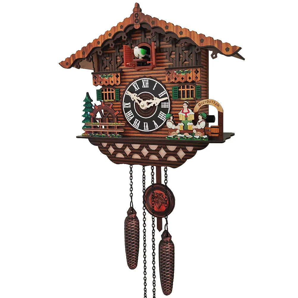 Wooden Clock Wall Mounted Clock Bird Alarm Clock Cuckoo Clocks for Home Kid'S Room Decoration