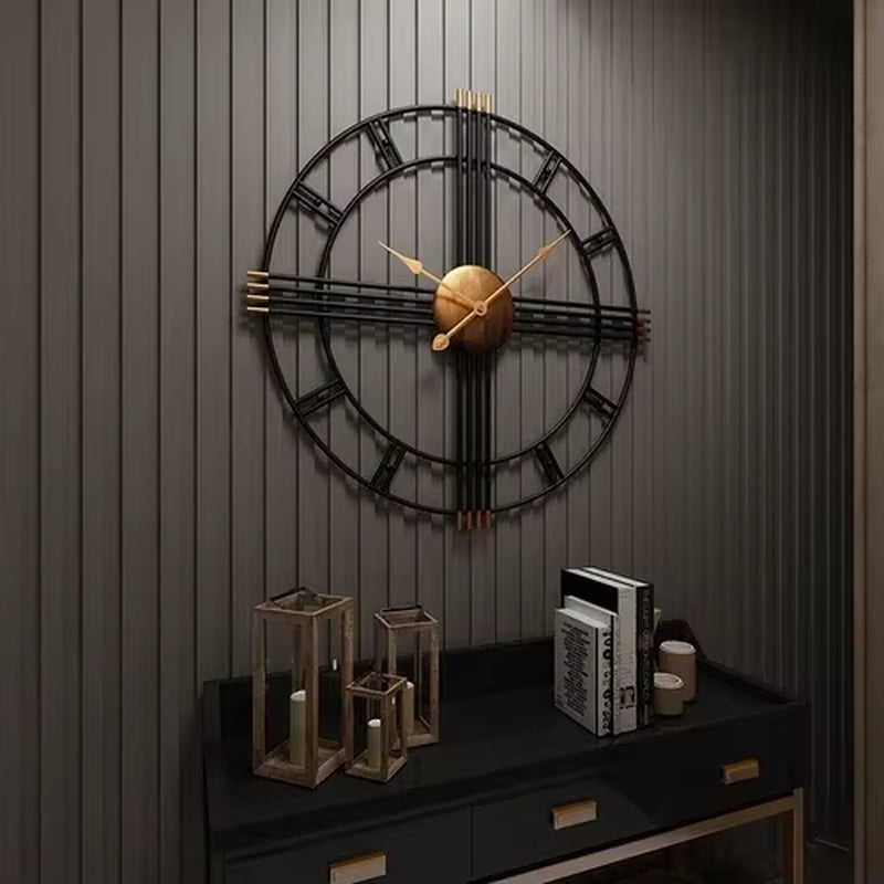80Cm Simple Wall Clock European Style Wrought Iron Living Room Clocks Creative Fashion Mute Home Modern Decorative Clock