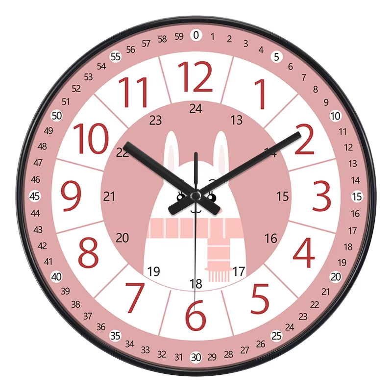 24 Style 8 Inch Early Childhood Education Clock Mute Home Living Bedroom Wall Punch-Free Battery Powered Electronic Color Clock