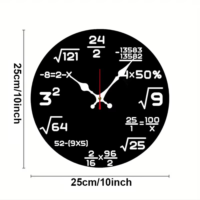 Mathematical Formulas Wooden round Silent Hanging Wall Clock, Suitable for Living Room,Office,Study Room,Bedroom,Home Decoration