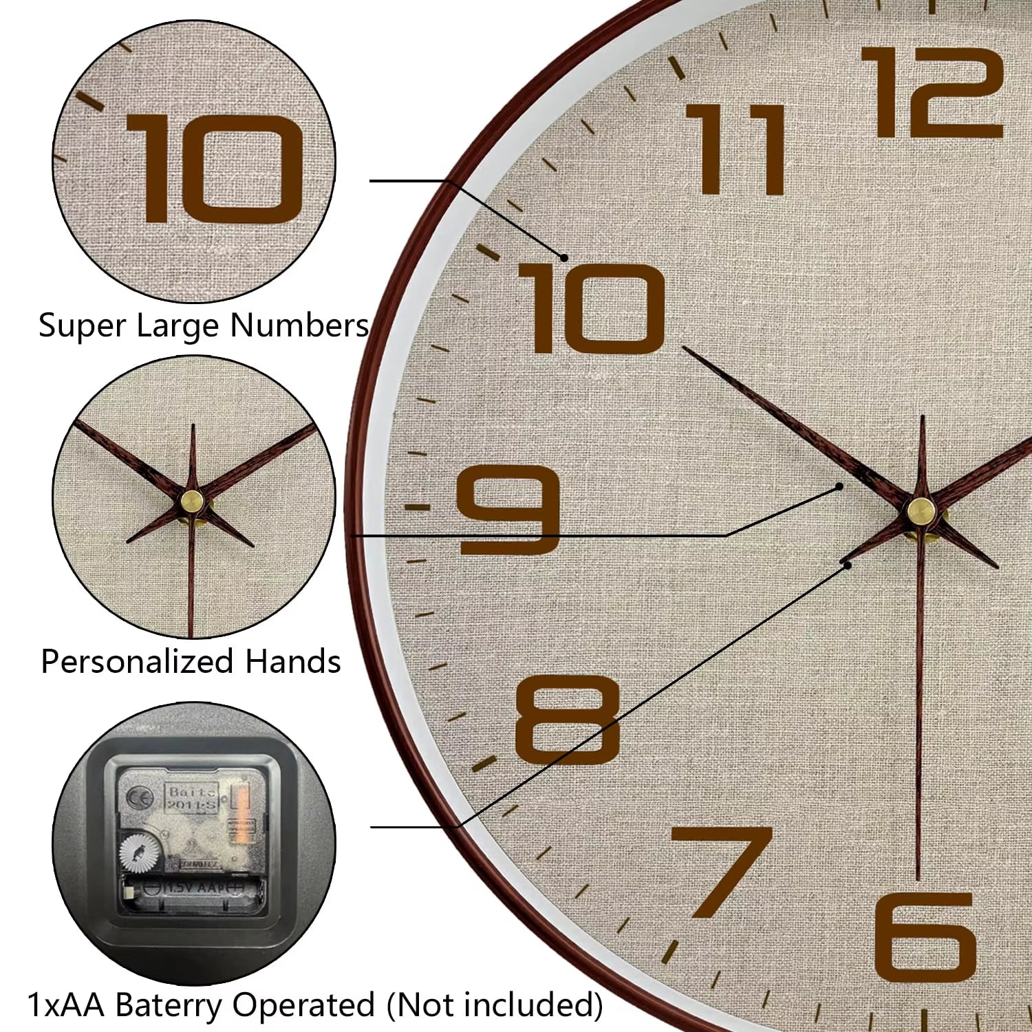 Classic Silent Wall Clock Large Clear Numerals Clock for Office Living Room Decor Elegant Vintage Wall Watch Festival Gift