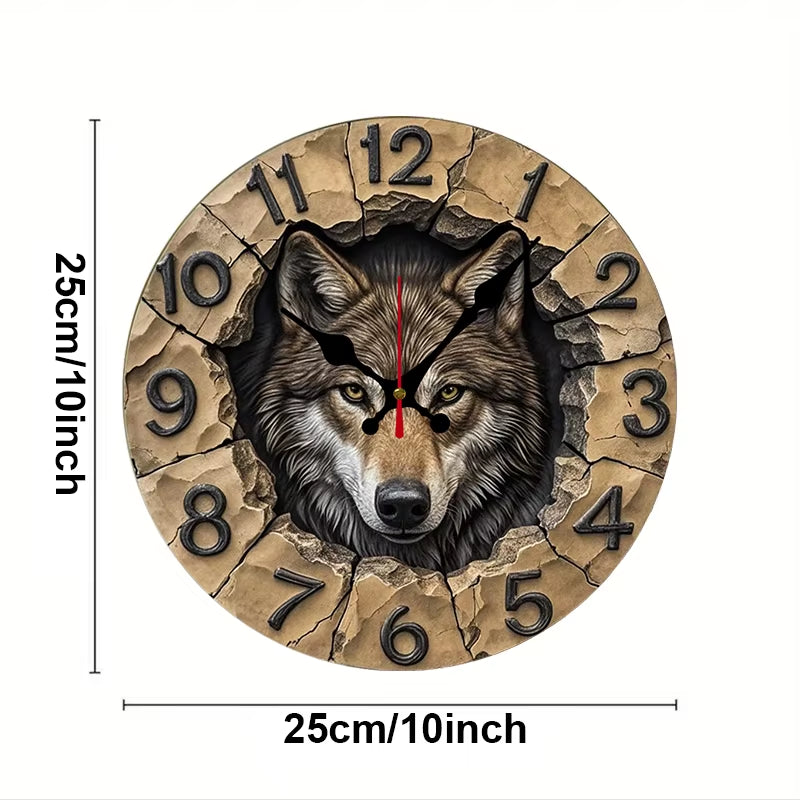 Wilderness and Animals Wooden round Silent Hanging Wall Clock,Suitable for Living Room,Office,Study Room,Bedroom,Home Decoration
