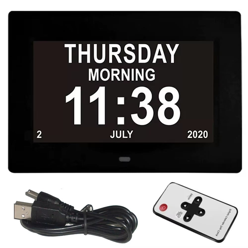 12 Alarms Digital LED Calendar Clock with Multi-Languages to Display. Medicine Time Reminder for Elder.Home Desk Wall Decoration