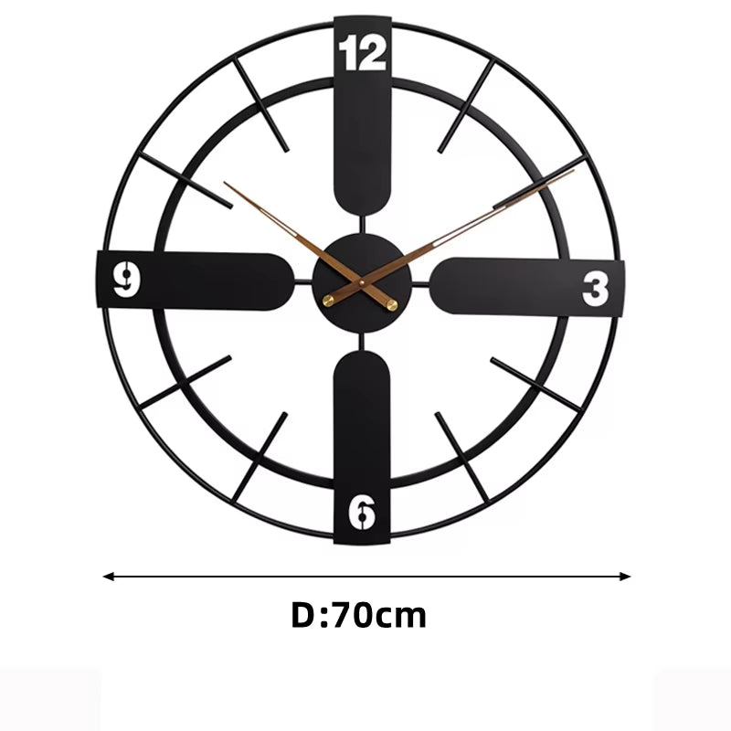 Simple Large Wall Clock Retro Iron round Clock Modern Living Room Kitchen Wall Decor Silent Hanging Watch Nordic Home Decoration