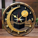 Horloge Murale "Kaaba Moonlight" – Design Spirituel en Bois & Silence Quartz - Vignette | La Belle Horloge