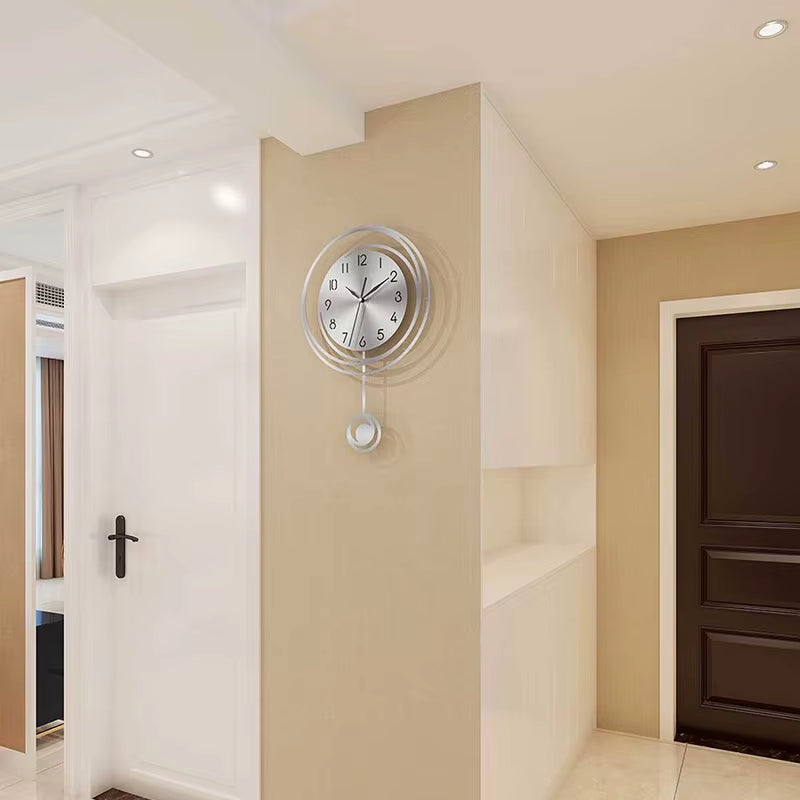 Circular Hollow Swinging Wall Clock with Arabic Numeral Scale Clock, Living Room, Bedroom, Office, Home Decoration Clock