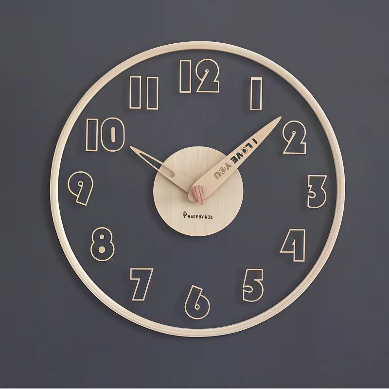 Simple Fashion Solid Wood Glass Wall Clock Transparent Home Clock Wall Mount Light Luxury Scandinavian Creative Decor