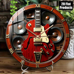 Horloge Murale "Red Electric Guitar" – Design Rock Vintage & Silence Quartz - Vignette | La Belle Horloge