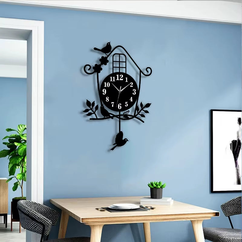 Fun Cartoon Cat Wall Clock with Tail Swinging Function - Quiet Timepiece for Living Room, Bedroom, and Home Decor