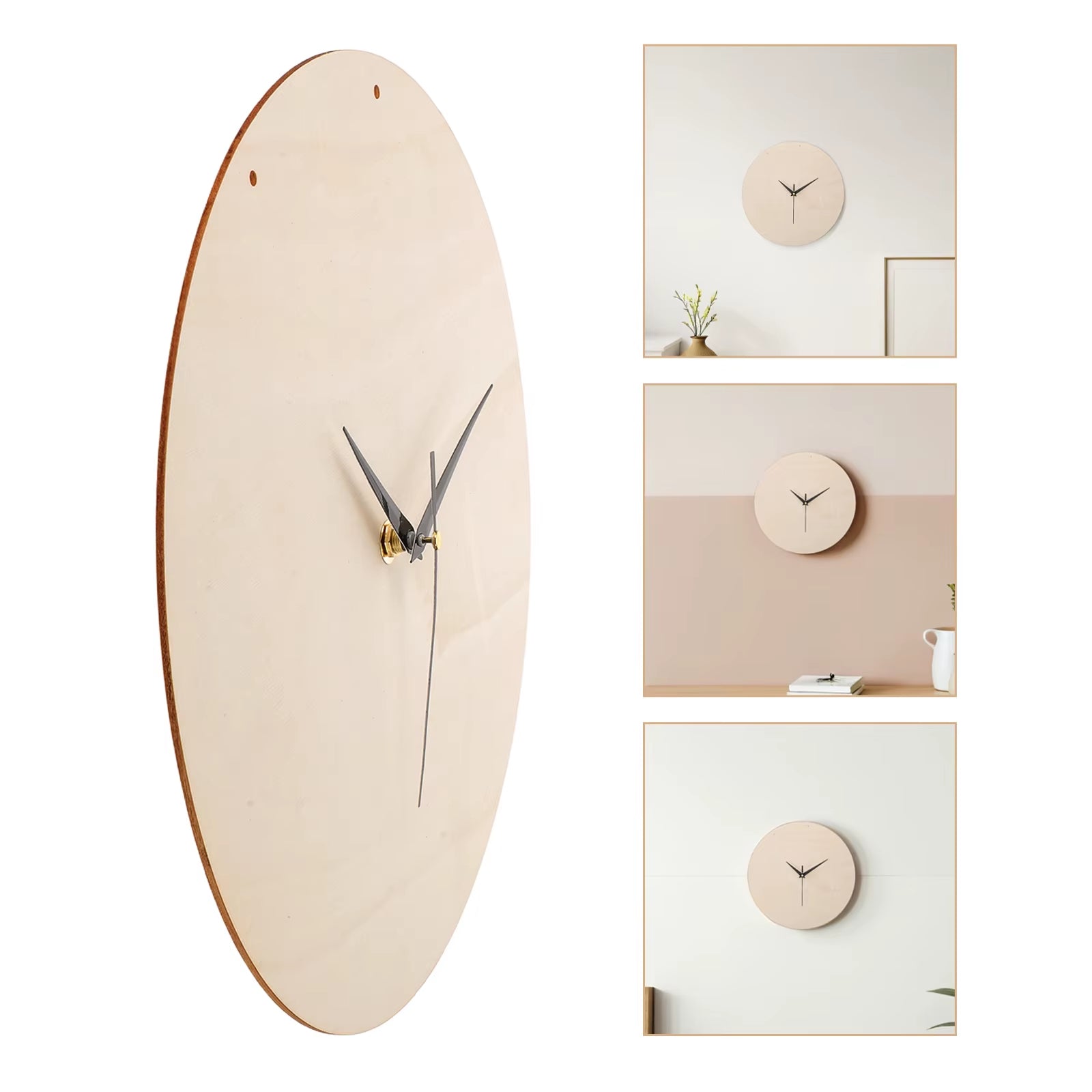 2 Sets Wooden Clock Face for Make Your Own Diy round Clock Dial Silent Movement Mechanisms Pointer for Craft Projects Wall Decor