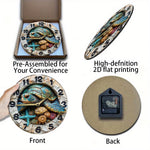 Horloge Murale en Bois "Tortue de Mer" – Décoration Nautique & Quartz Silencieux - Vignette | La Belle Horloge