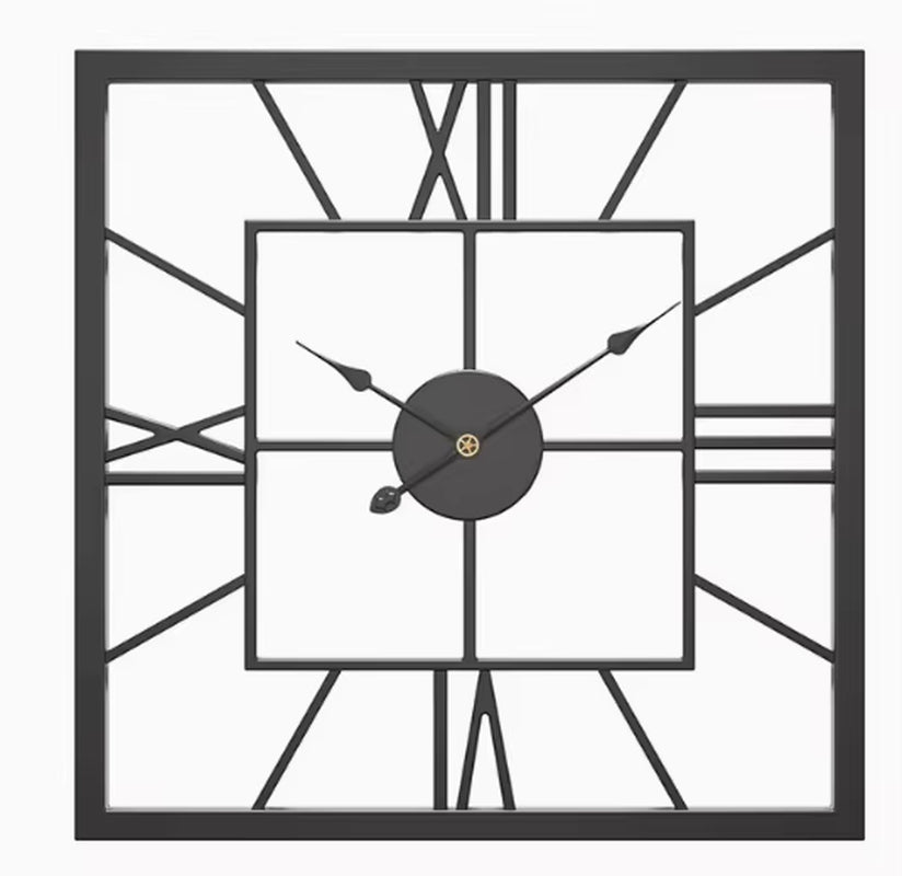 Hot-Selling Wall Clocks, Simple Square Wrought Iron Clocks, Silent Decorative Clocks in the Living Room