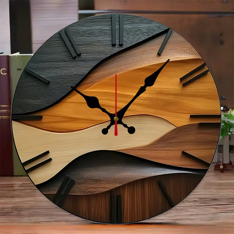 Nordic Style Wooden round Silent Hanging Wall Clock, Suitable for Living Room, Office, Study Room, Bedroom, Home Decoration