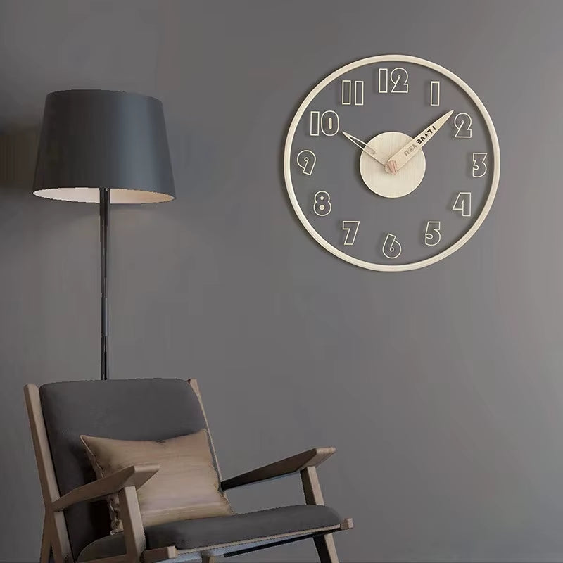Simple Fashion Solid Wood Glass Wall Clock Transparent Home Clock Wall Mount Light Luxury Scandinavian Creative Decor