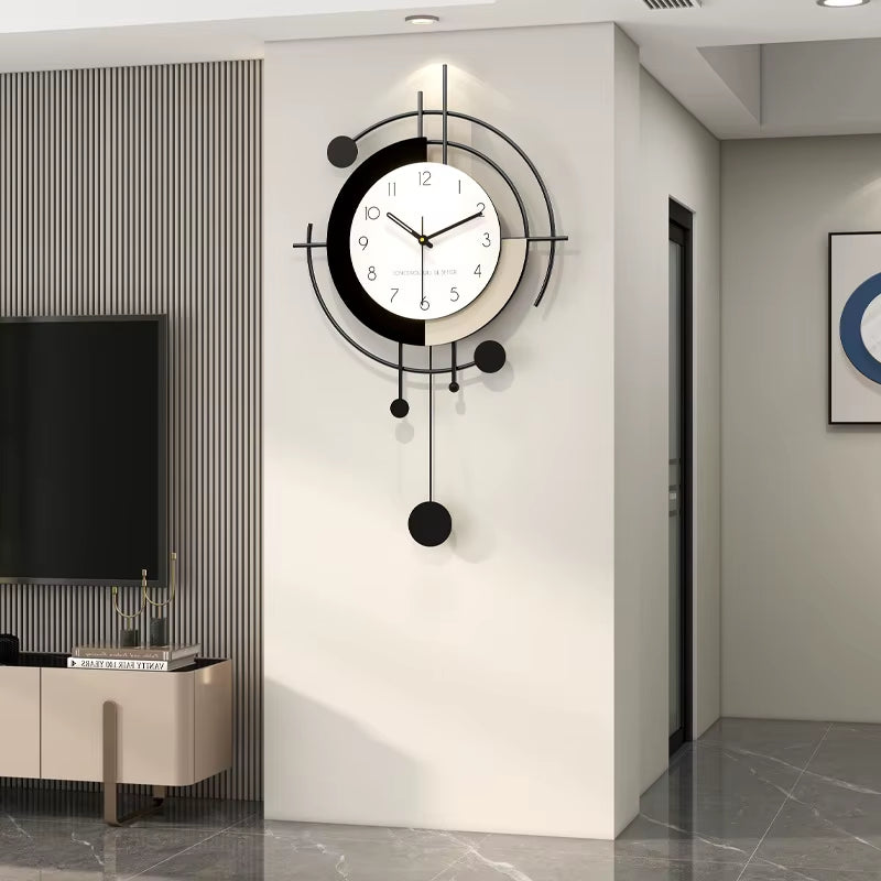 Silent Pendulum Wall Clock Modern Minimalist Creative Elegant Home Decor for Living Dining Room Wall Mounted