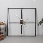 Horloge Murale Carrée "Industrial Loft" – Design Géométrique en Métal Noir & Or - Vignette | La Belle Horloge
