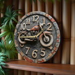 Horloge Murale "Motorcycle Vintage" – Charme Rustique en Bois & Quartz Silencieux - Vignette | La Belle Horloge