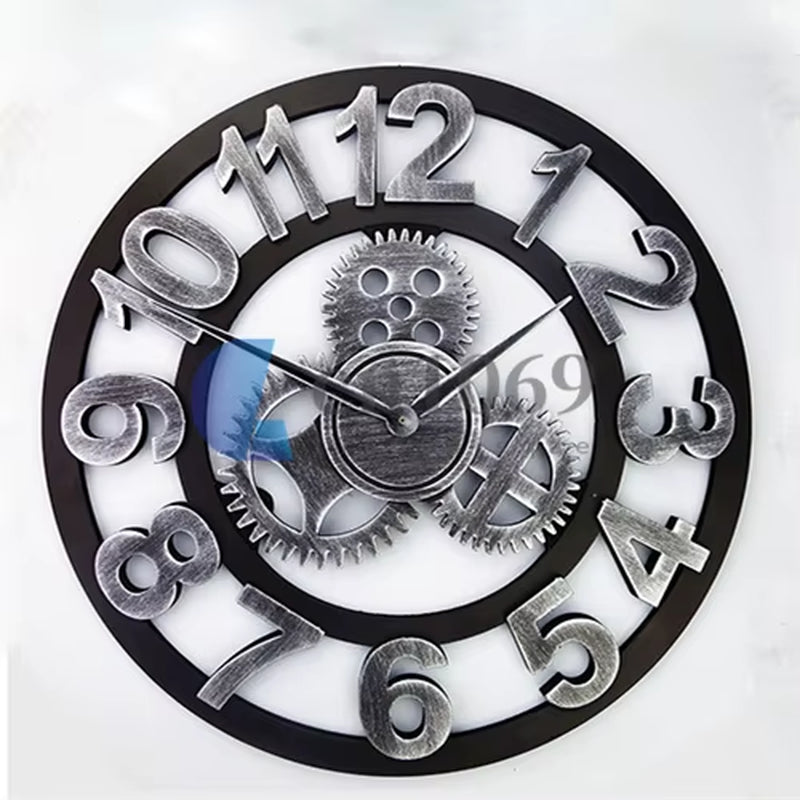 Personality Industrial Gear Wall Clock Rustic Analog European Roman Numerals Creative Wall Clock Original Vintage LOFT Art Decor