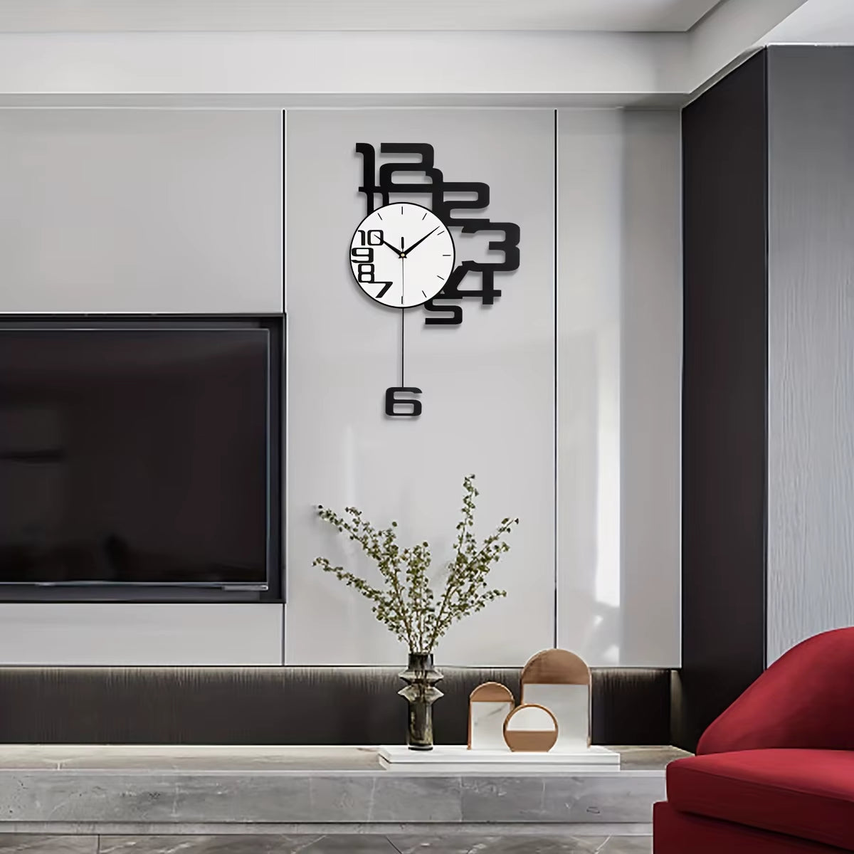 Silent Non-Ticking 1Pc Modern Minimalist Metal Wall Clock, Digital Display,For Christmas and Halloween Decorations,Gift