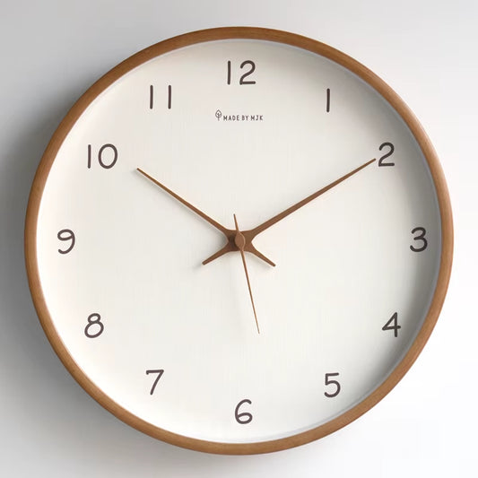 Modern Minimalist Solid Wood Wall Clock Silent Non Ticking Quartz Movement for Living Room Bedroom Office Home Decor