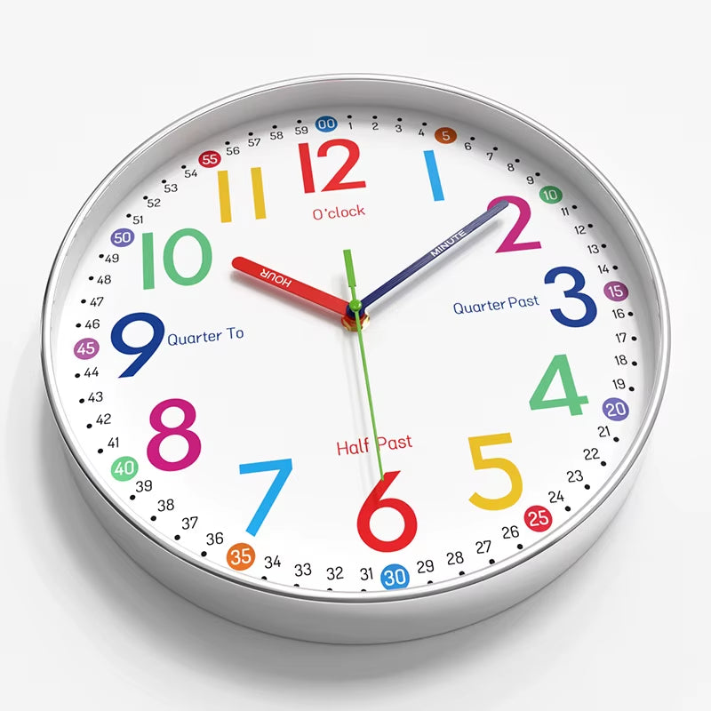 12 Inch Early Education Wall Clock Cartoon Children'S Time Management Quartz Clock Home Wall Hanging Silent Clock 30CM