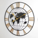 Horloge industrielle murale  – Design Mappemonde & Chiffres Romains - Vignette | La Belle Horloge