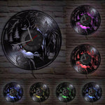 Horloge Murale Vinyle "Chevaux Sauvages" – Design Équin 3D & Éclairage LED - Vignette | La Belle Horloge