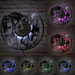 Horloge Murale Vinyle "Chevaux Sauvages" – Design Équin 3D & Éclairage LED - Vignette | La Belle Horloge