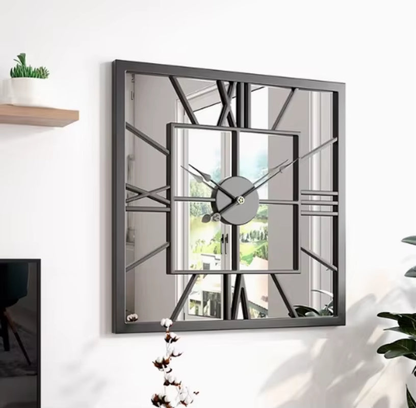 Hot-Selling Wall Clocks, Simple Square Wrought Iron Clocks, Silent Decorative Clocks in the Living Room