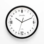 Horloge Murale 24 Heures – Cadran Silencieux Métal Noir Blanc Argent - Vignette | La Belle Horloge