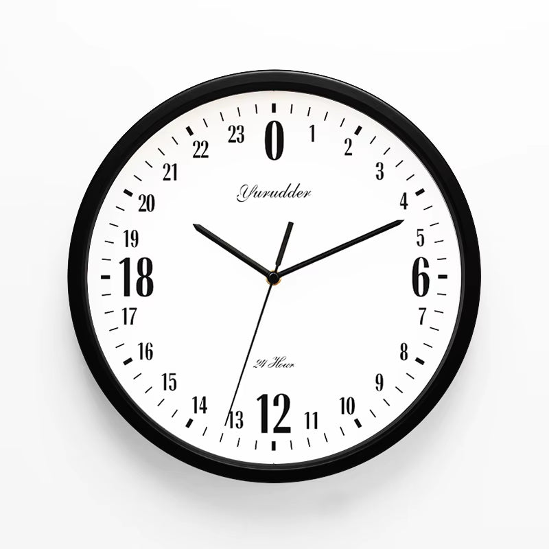 Newest 24 Hour Dial Design 12 Inches Step Metal Frame Modern Fashion Decorative round Wall Clock