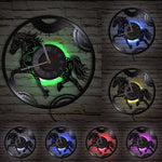 Horloge Murale Vinyle "Chevaux Sauvages" – Design Équin 3D & Éclairage LED - Vignette | La Belle Horloge