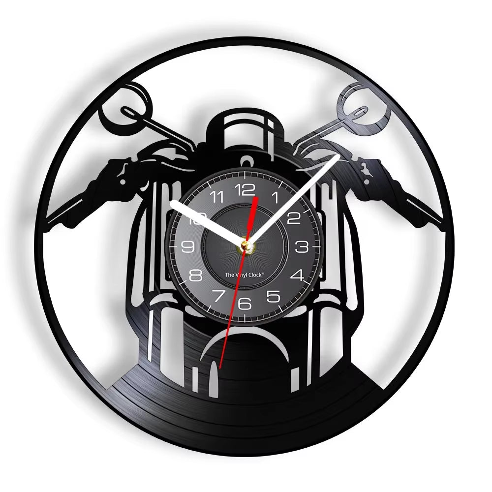 Classic Motorcycle Vinyl Record Wall Clock for Living Room Man Cave Home Decor American Chopper Mute Watch Motorbike Rider Gift