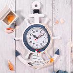 Horloge Murale "Capitaine" – Gouvernail et Ancre en Bois Style Méditerranéen - Vignette | La Belle Horloge