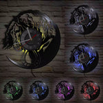 Horloge Murale Vinyle "Chevaux Sauvages" – Design Équin 3D & Éclairage LED - Vignette | La Belle Horloge