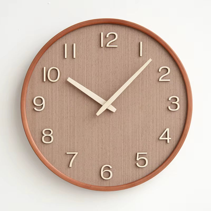 Horloge murale bois rétro version cadre cuivré cadran foncé