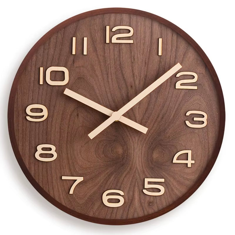 Horloge murale bois noyer foncé Zen Tradition vue de face complète